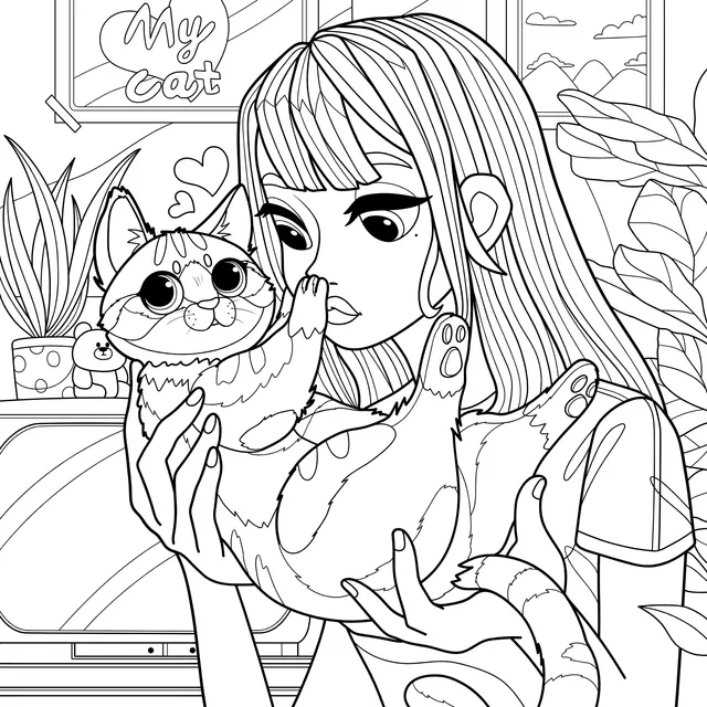Girl and Her Cat