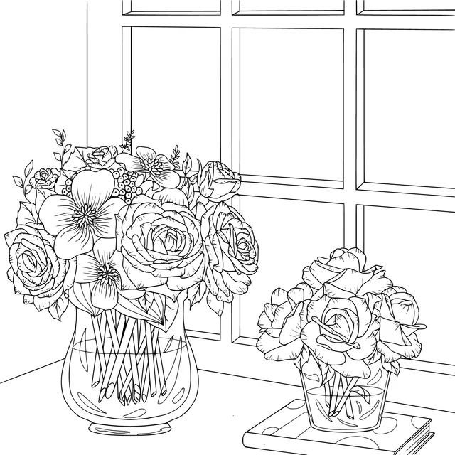 Flower Arrangements in Vases by the Window