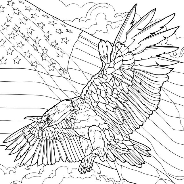 Spreading - winged American Eagle and the American Flag