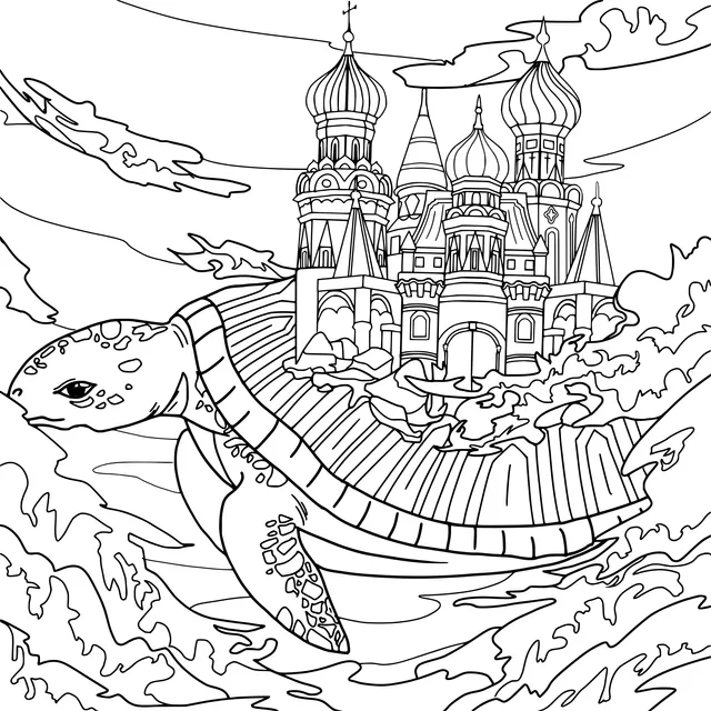 A Fantastic Castle on a Sea - turtle's Back
