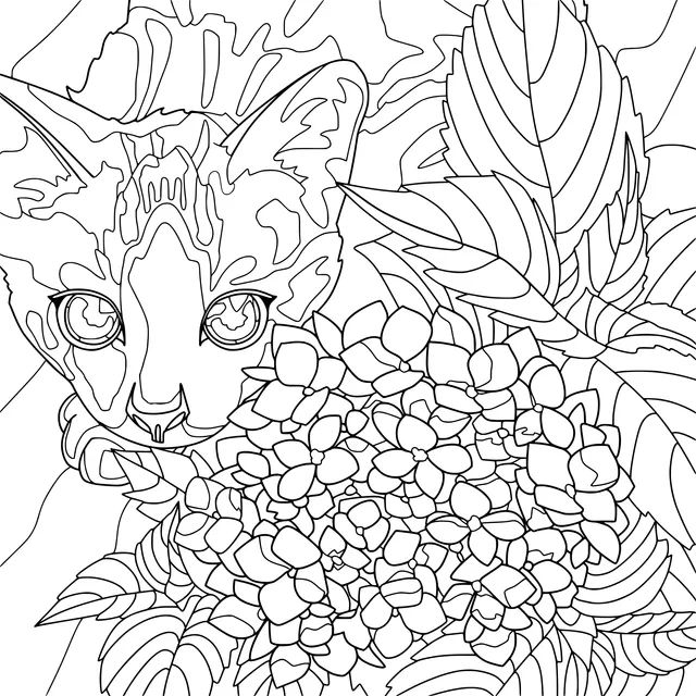 Cat among the Flowers