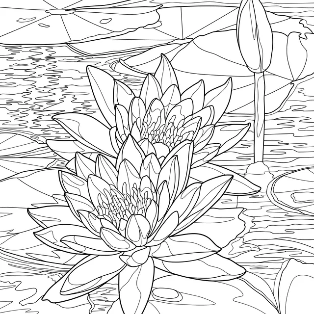 Two water - lilies in the water