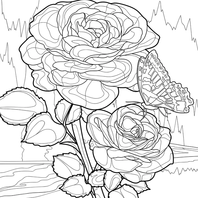 Roses and Butterfly in the Night