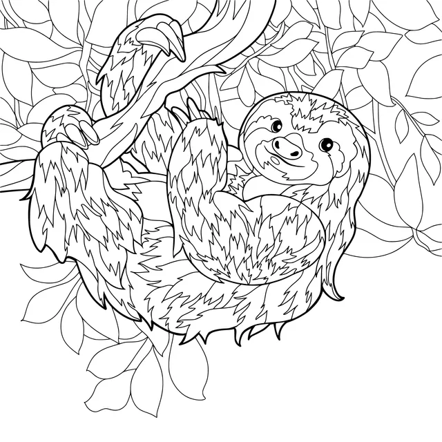 Sloth hanging upside - down on a branch