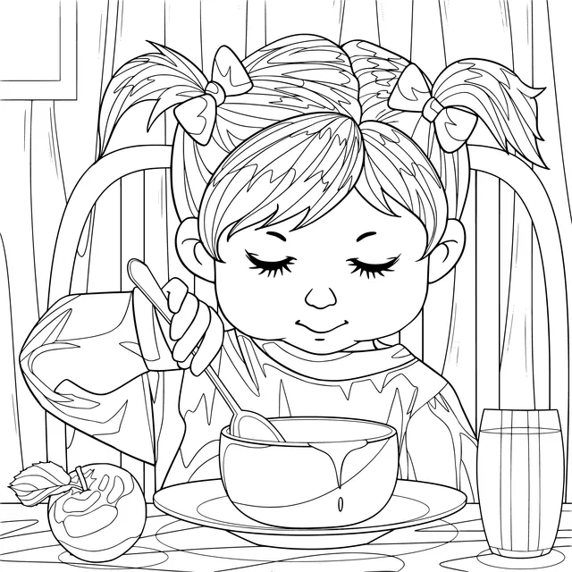 Little girl is eating