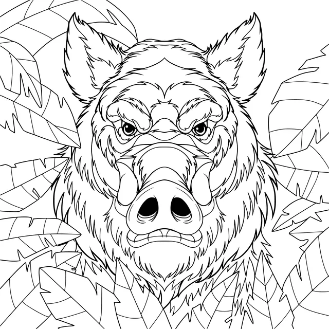 Colorful Wild Boar Head