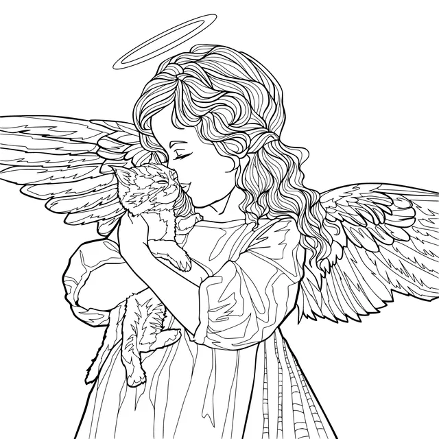 Angel - girl and Cat