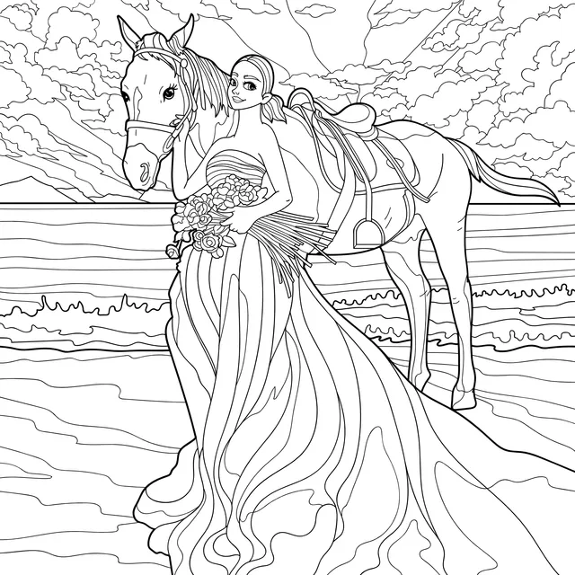 Woman and Horse by the Sea
