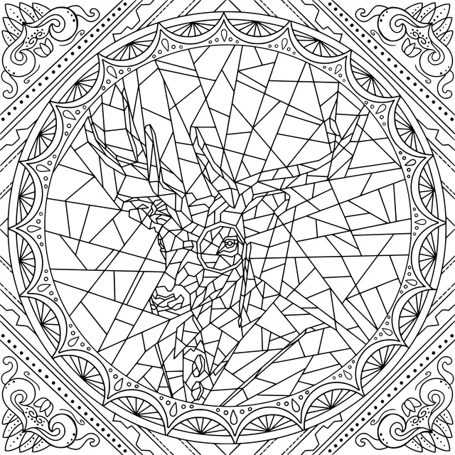 Stained - glass style deer head pattern
