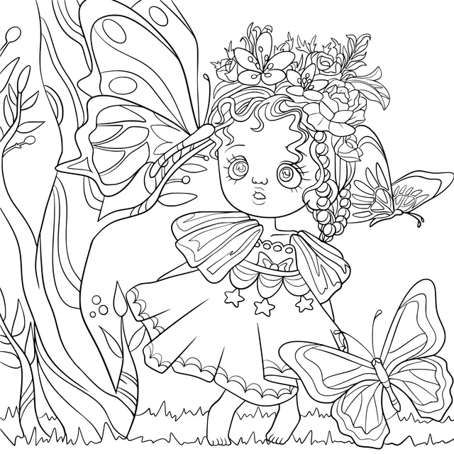 Butterfly Fairy in the Flower丛