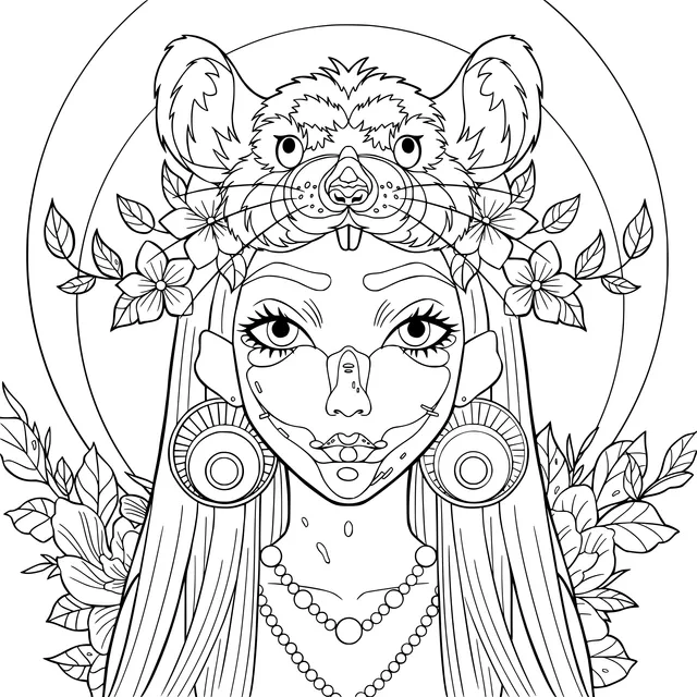 Fantasy - style illustration of a woman with rat elements