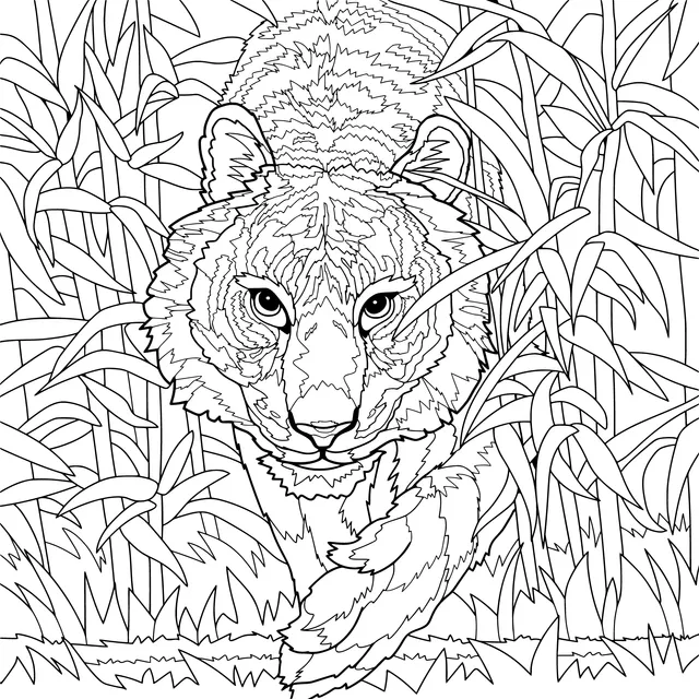 Tiger in the Bamboo Forest