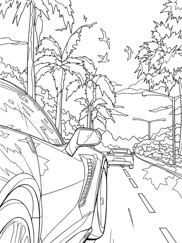 Convertible Sports Car Journey on the Highway