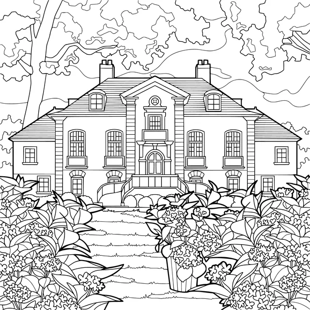An Elegant Villa Surrounded by a Garden