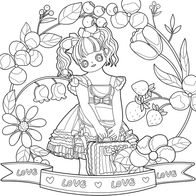 Cute Girl Among Flowers