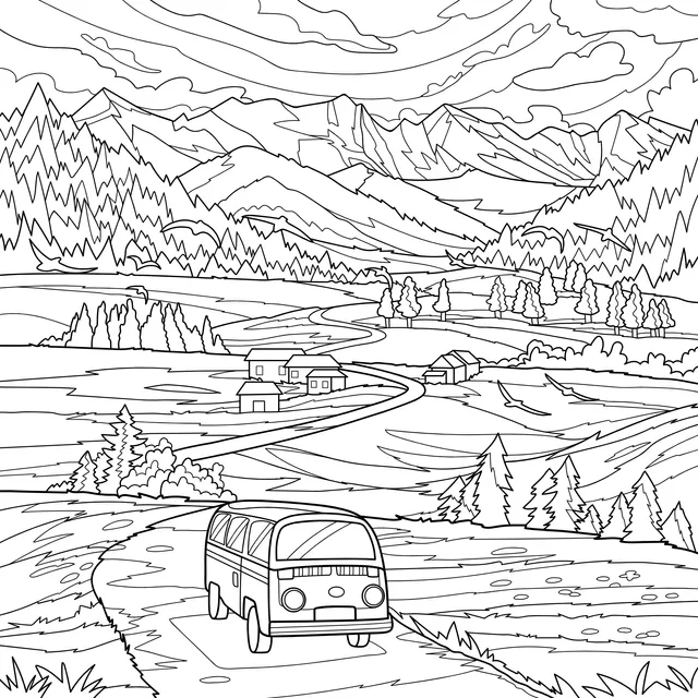 Travel Van in Rural Mountains