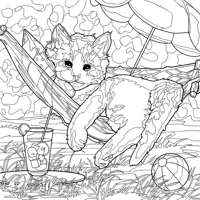 A kitten enjoying leisure time comfortably