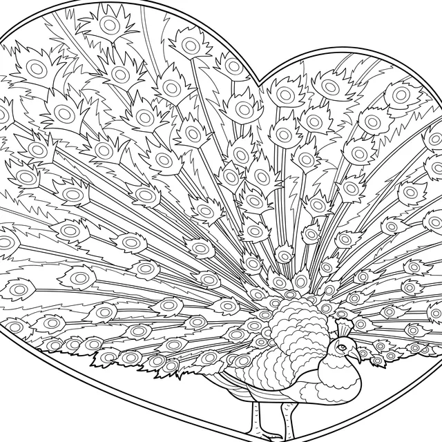 Peacock in a Heart - shape
