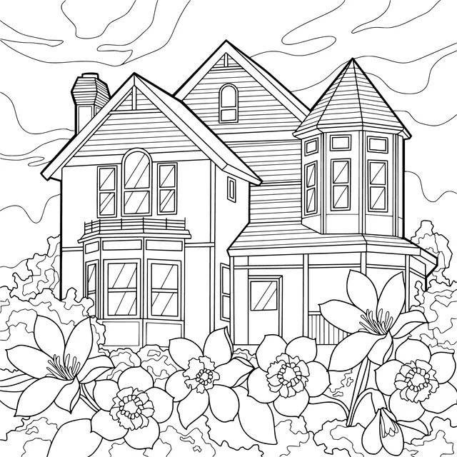 A Beautiful House in the Flower - bed
