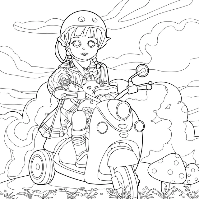 Girl riding a scooter