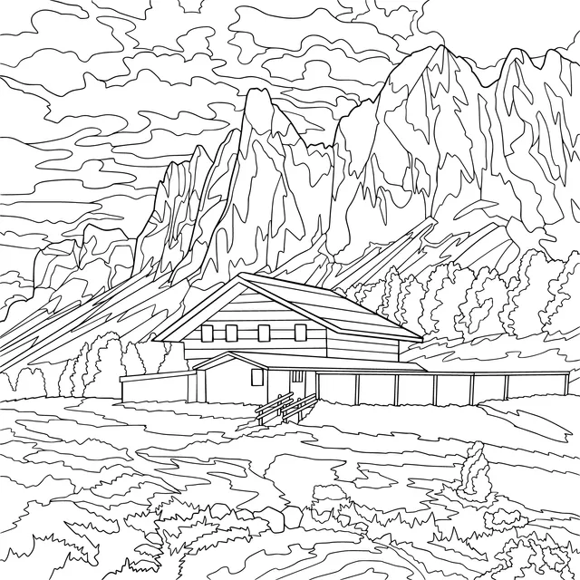 Beautiful Dusk Scene of a Mountain Chalet