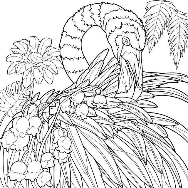 Flamingo and Flowers
