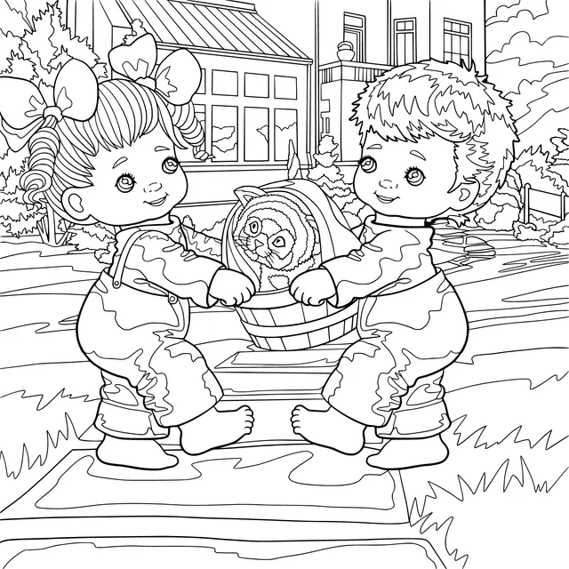 Children's Happy Time with the Cat