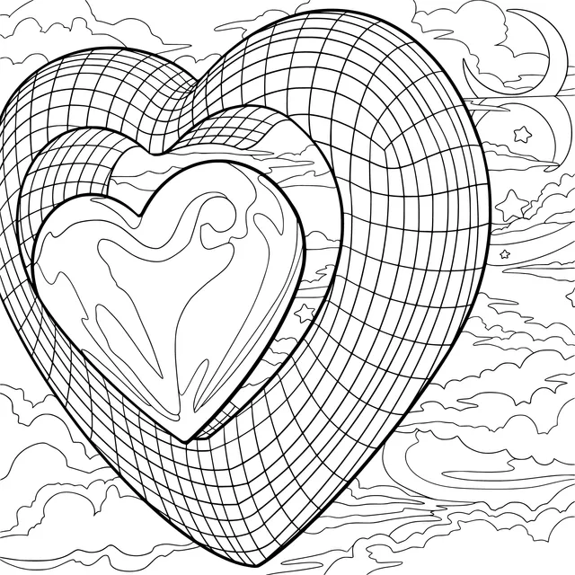Colorful Hearts in the Sky