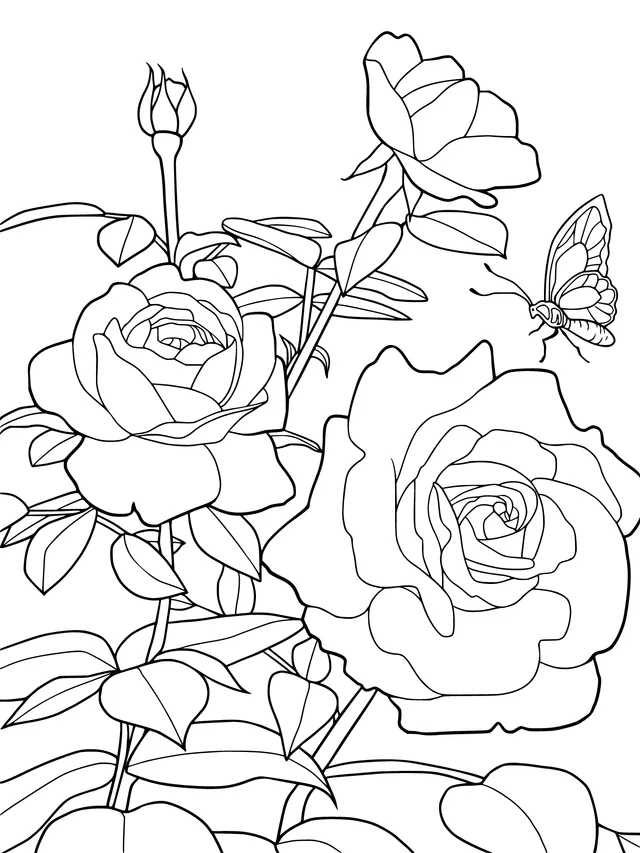 Pink Roses and a Butterfly