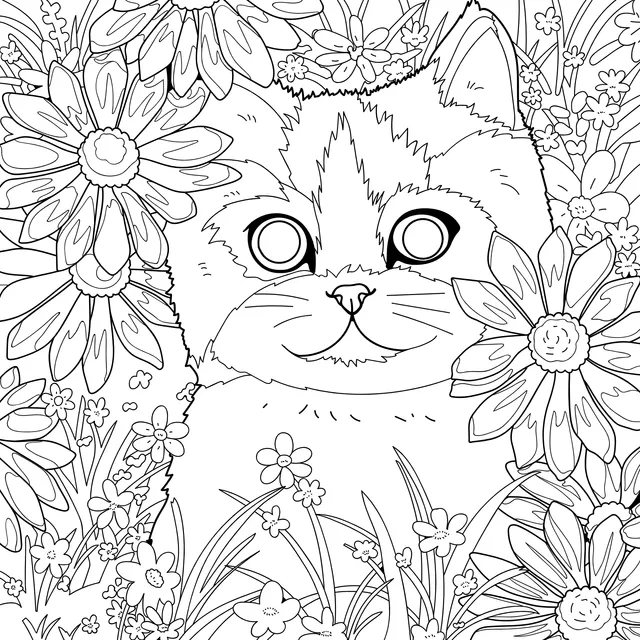 Cat in the Flower Bed