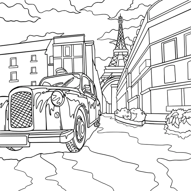 Vintage Car on a Parisian Street