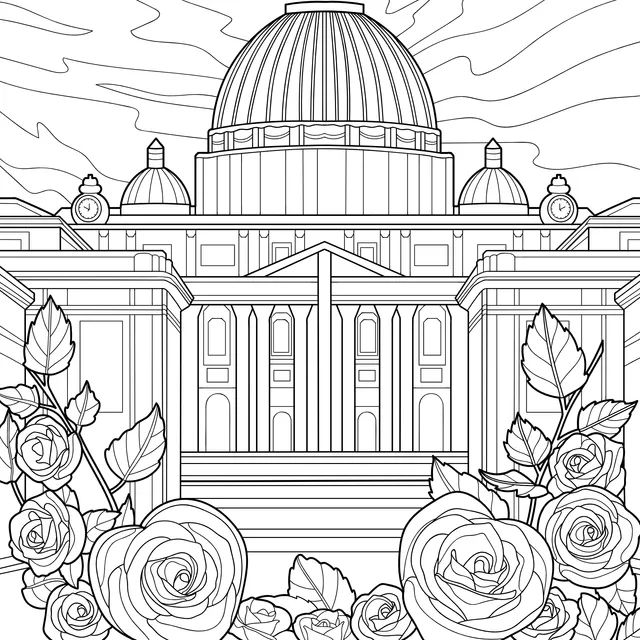 Magnificent Building with Rose Ornaments