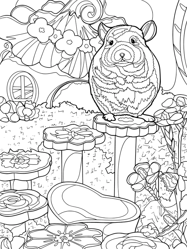 Chinchilla standing on a decorated platform
