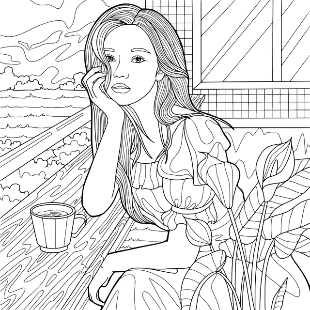 Woman in Thought by the Window
