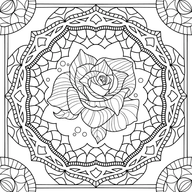 Colorful Rose Mandala Pattern