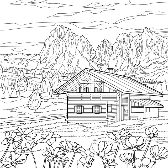 Beautiful Scenery of a Mountain Cabin
