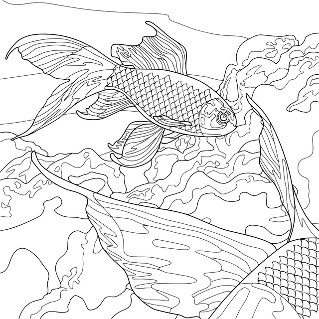 Goldfish swimming in the waves