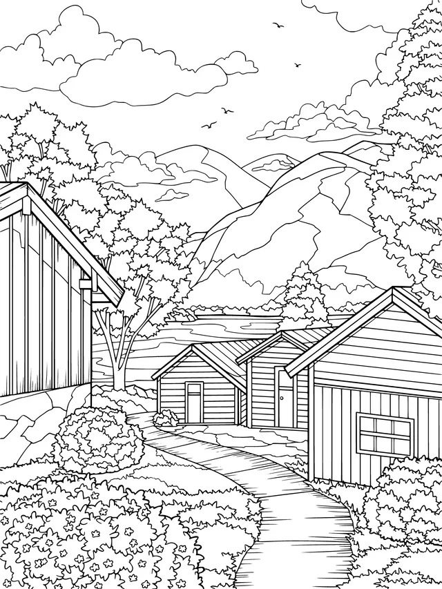 Scenery of Wooden Houses by the Lake