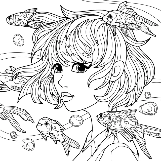 Girl Accompanied by Goldfish