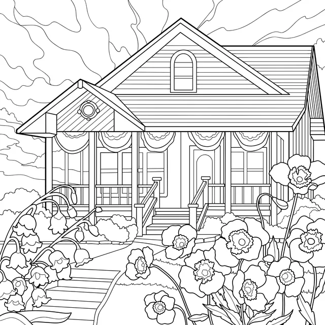 A Cottage Surrounded by Flowers