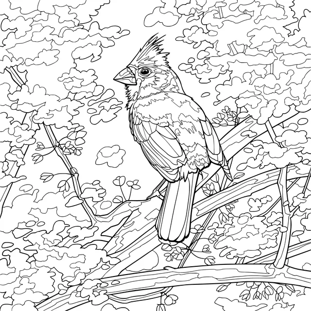 Cardinal on a Blossoming Branch