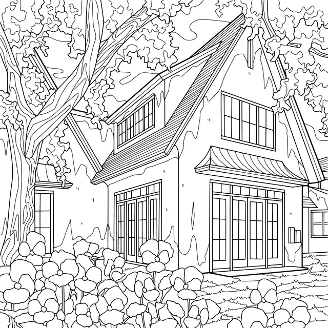Cottage Surrounded by Flowers