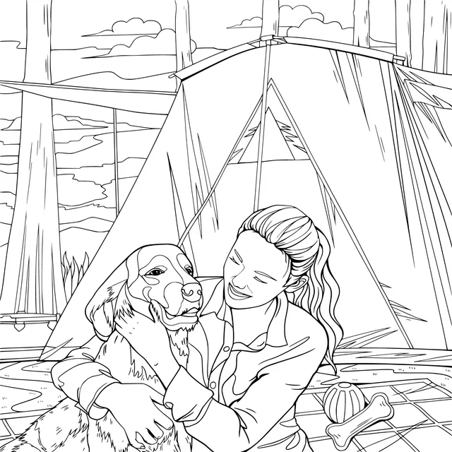 A Warm Moment with the Pet at the Campsite