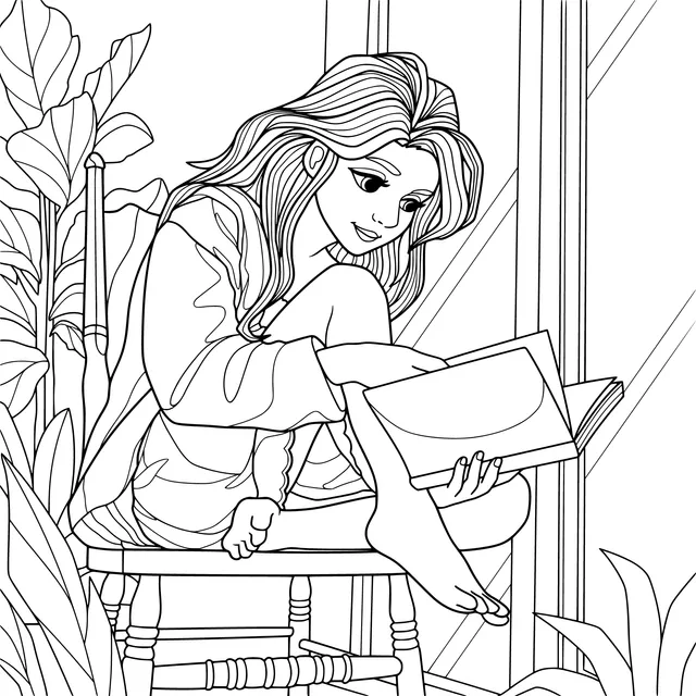 Woman reading by the window