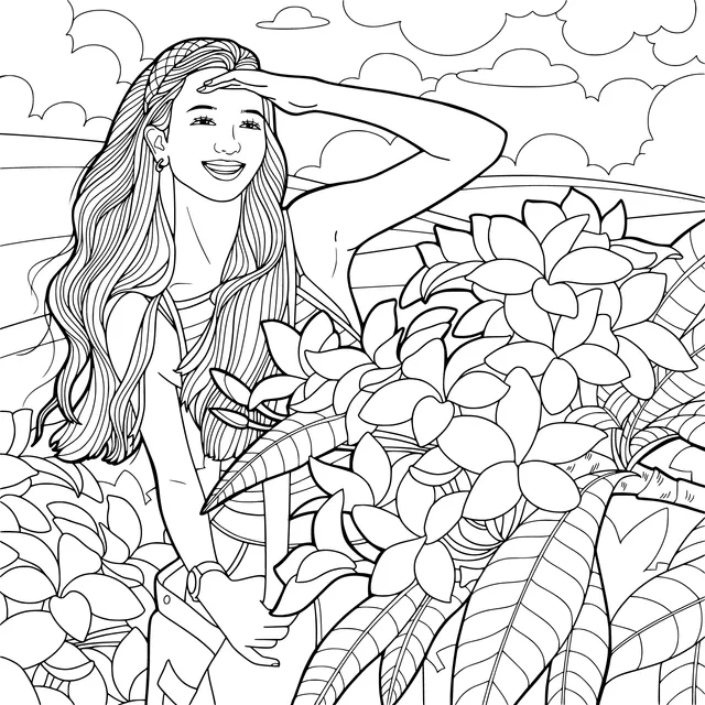 Woman among the flowers