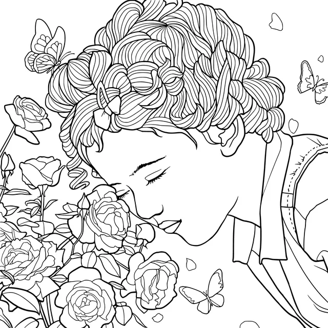 Girl Smelling Flowers