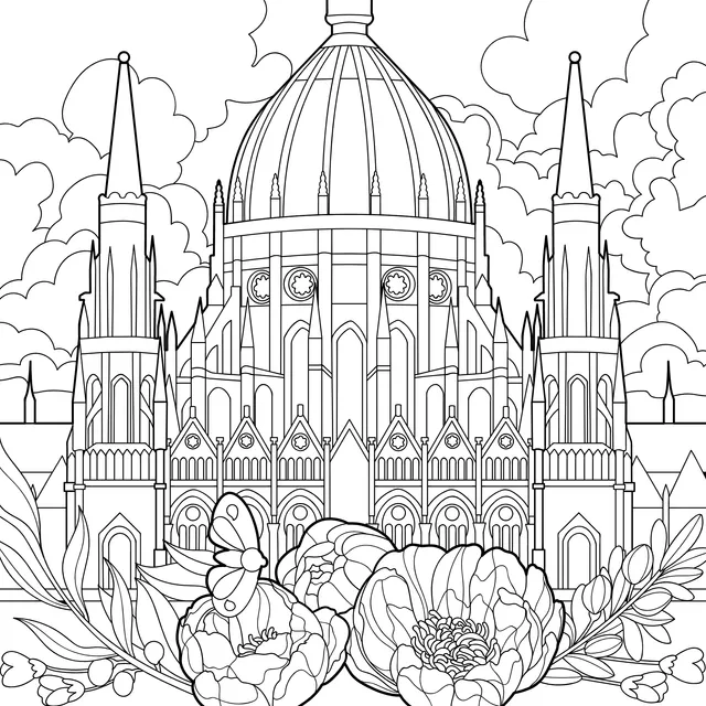 Colorful Church with Flowers