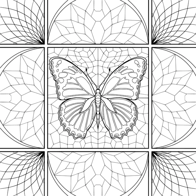 Stained - glass style butterfly pattern