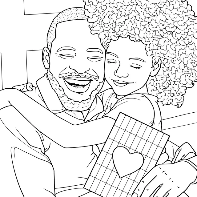 Daughter giving a heart - shaped card to her father