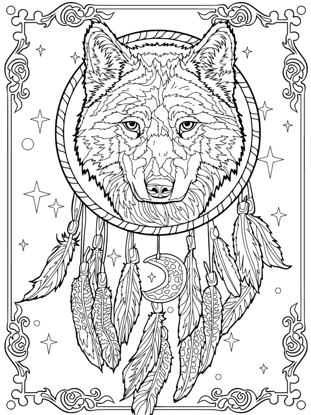 Wolf with Dream - Catcher